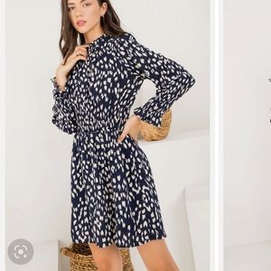 Worn once THML smocked waist navy print dress size M/L